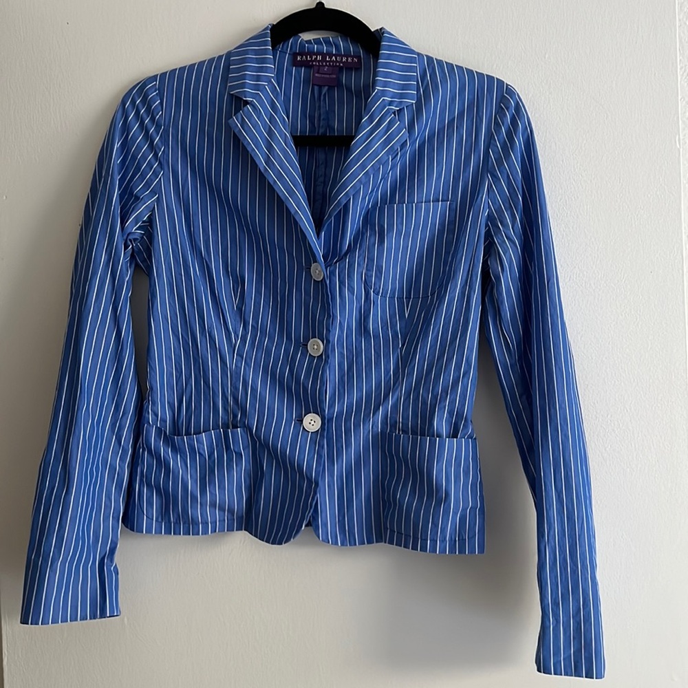 Ralph Lauren Royal Blue and White Pinstripe Blazer
